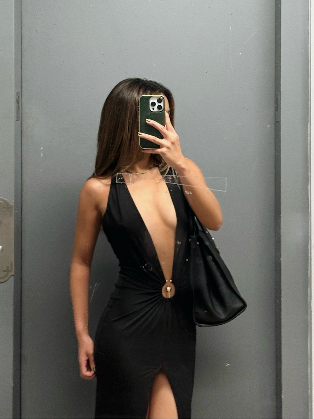 Superdown black V-neck dress (US size XS, can fit up to S)